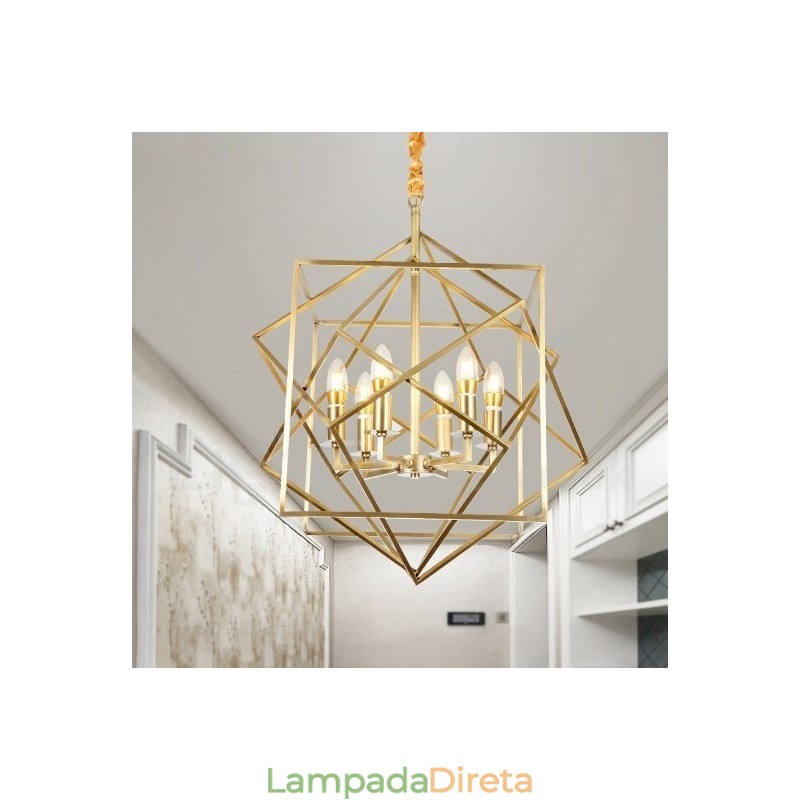 6 Luz Retro Rústico Luxo Latão Pendente Lâmpada Lustre