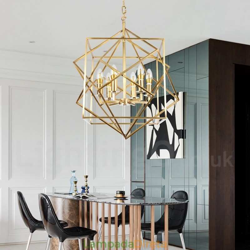 6 Luz Retro Rústico Luxo Latão Pendente Lâmpada Lustre