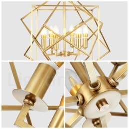 6 Luz Retro Rústico Luxo Latão Pendente Lâmpada Lustre