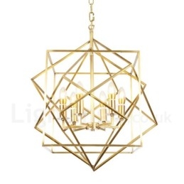 6 Luz Retro Rústico Luxo Latão Pendente Lâmpada Lustre