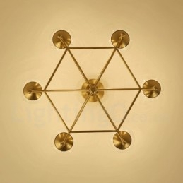 6 Luz Retro Rústico Luxo Latão Pendente Lâmpada Lustre com Sombra de Vidro