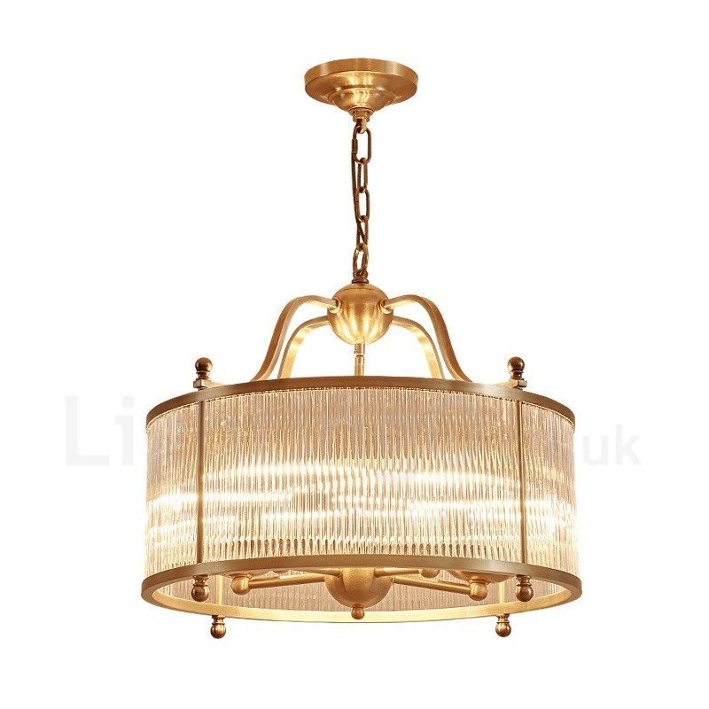 5 Luz Retro Rústico Luxo Latão Pendente Lâmpada Lustre com Sombra de Vidro