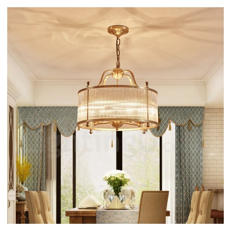 5 Luz Retro Rústico Luxo Latão Pendente Lâmpada Lustre com Sombra de Vidro