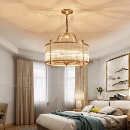 5 Luz Retro Rústico Luxo Latão Pendente Lâmpada Lustre com Sombra de Vidro