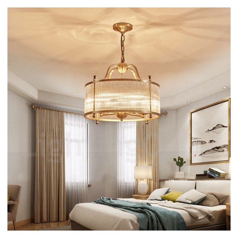 5 Luz Retro Rústico Luxo Latão Pendente Lâmpada Lustre com Sombra de Vidro