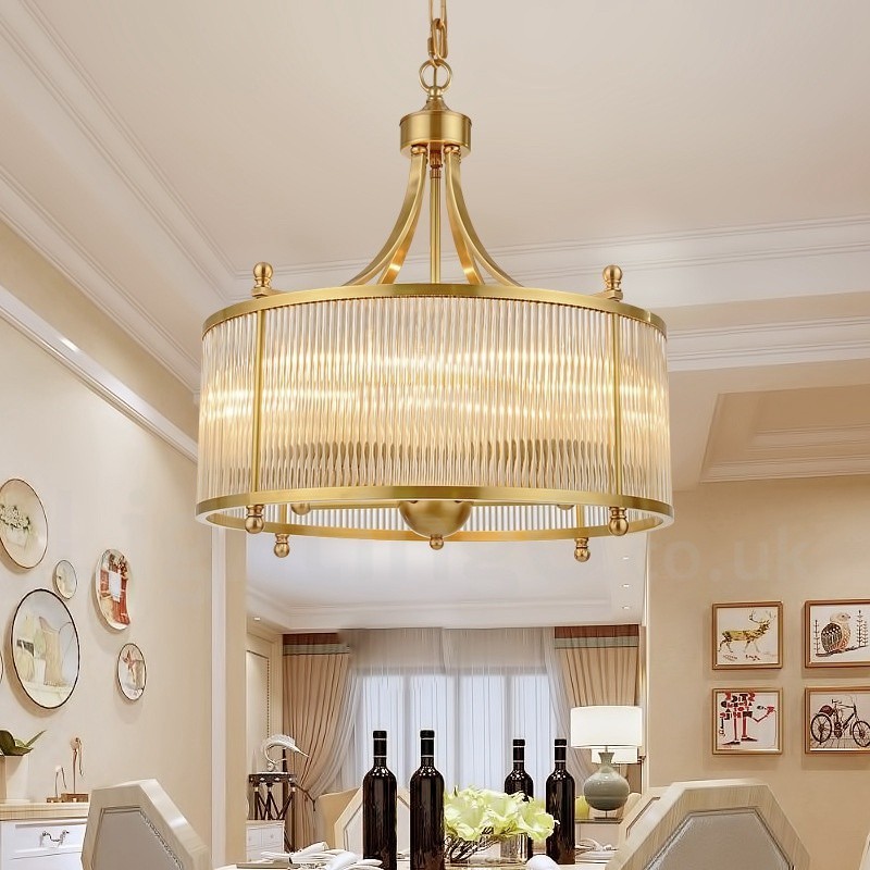 5 Luz Retro Rústico Luxo Latão Pendente Lâmpada Lustre com Sombra de Vidro