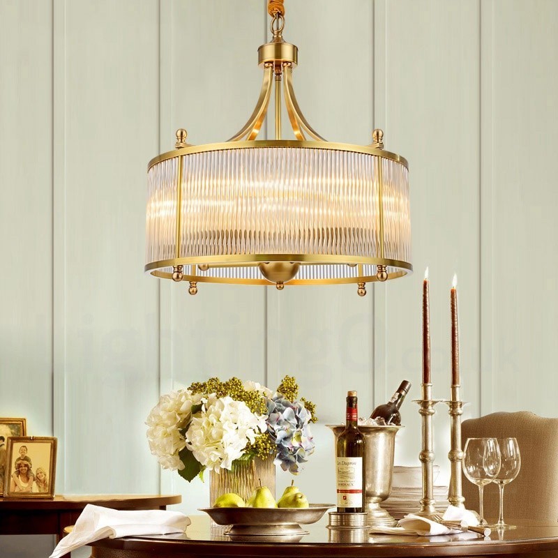 5 Luz Retro Rústico Luxo Latão Pendente Lâmpada Lustre com Sombra de Vidro
