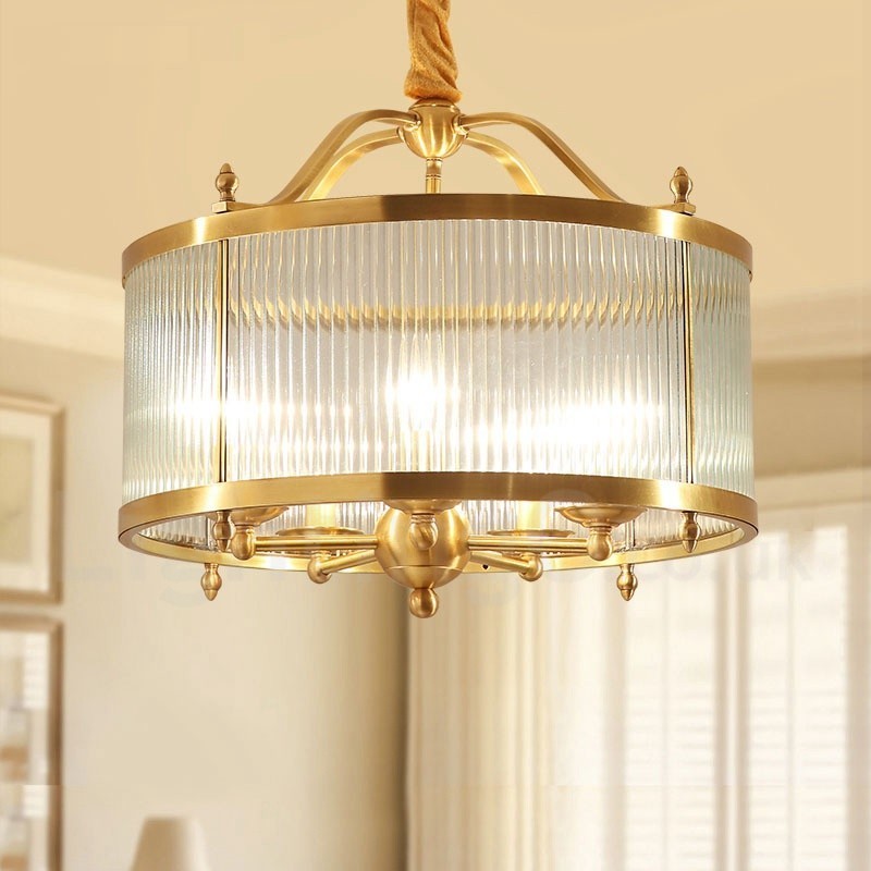 5 Luz Retro Rústico Luxo Latão Pendente Lâmpada Lustre com Sombra de Vidro