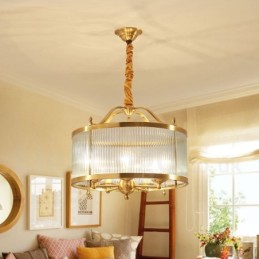 5 Luz Retro Rústico Luxo Latão Pendente Lâmpada Lustre com Sombra de Vidro