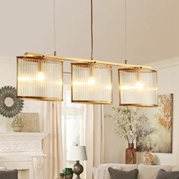 3 Luz Retro Rústico Luxo Latão Pendente Lâmpada Lustre com Sombra de Vidro