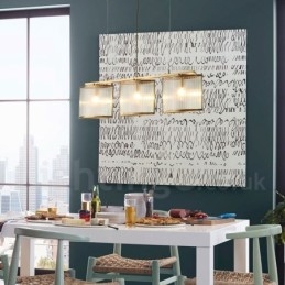 3 Luz Retro Rústico Luxo Latão Pendente Lâmpada Lustre com Sombra de Vidro
