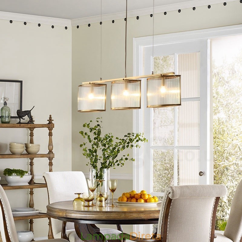 3 Luz Retro Rústico Luxo Latão Pendente Lâmpada Lustre com Sombra de Vidro