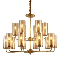 16 Luz Retro Rústico Luxo Latão Pendente Lâmpada Lustre com Sombra de Vidro