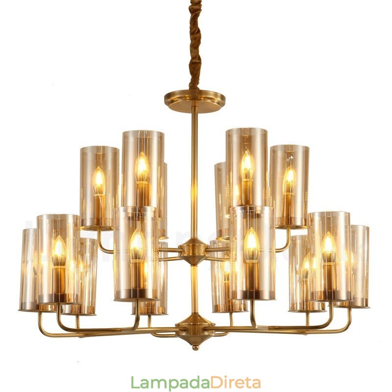 16 Luz Retro Rústico Luxo Latão Pendente Lâmpada Lustre com Sombra de Vidro