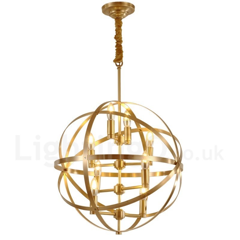 8 Luz Retro Rústico Luxo Latão Pendente Lâmpada Lustre