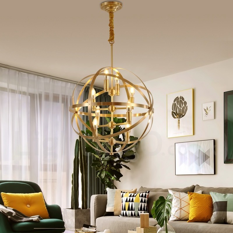 8 Luz Retro Rústico Luxo Latão Pendente Lâmpada Lustre