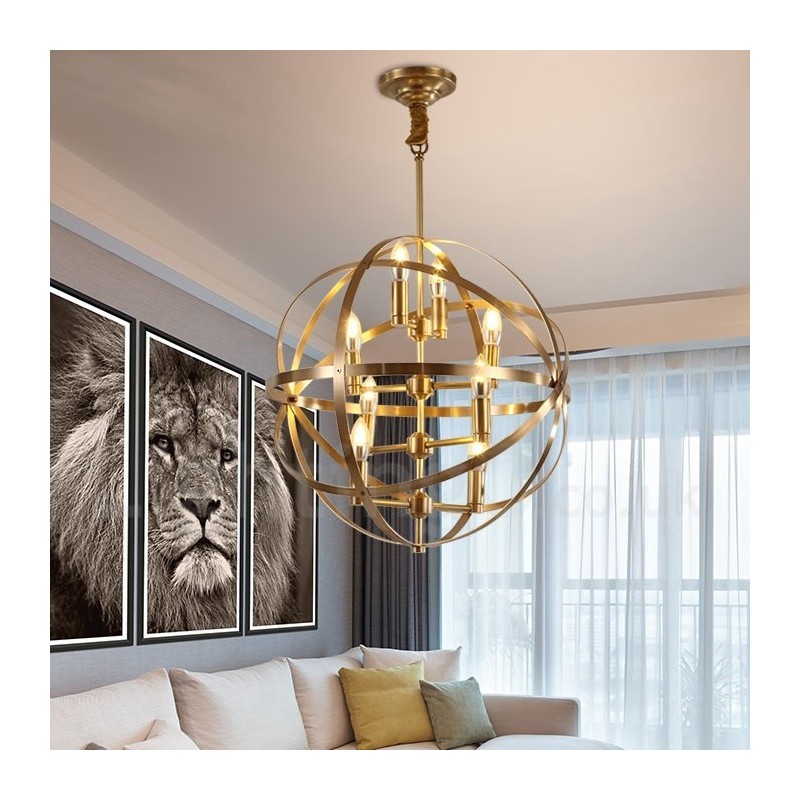 8 Luz Retro Rústico Luxo Latão Pendente Lâmpada Lustre