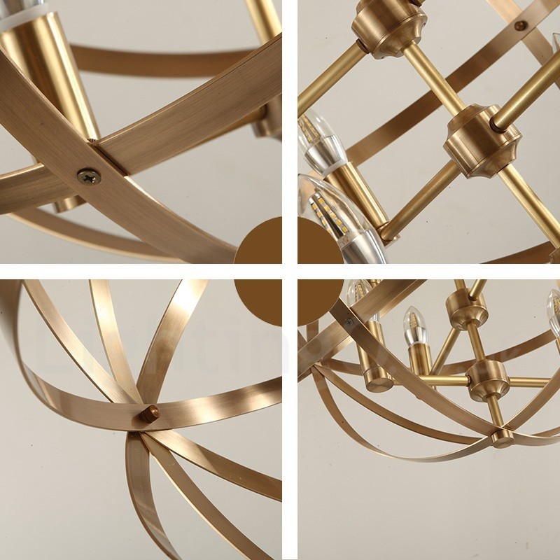 8 Luz Retro Rústico Luxo Latão Pendente Lâmpada Lustre