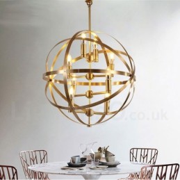 8 Luz Retro Rústico Luxo Latão Pendente Lâmpada Lustre