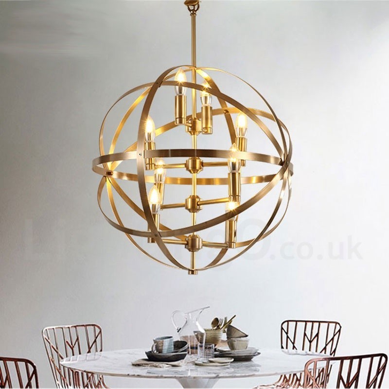 8 Luz Retro Rústico Luxo Latão Pendente Lâmpada Lustre