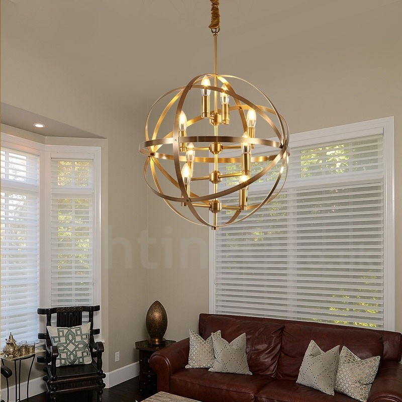 8 Luz Retro Rústico Luxo Latão Pendente Lâmpada Lustre