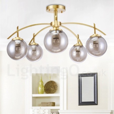 Lustre de pingente de latão luxuoso retrô rústico de 8 luzes com cúpula de vidro Lustre de pingente de latão luxuoso retrô rústico de 8 luzes com cúpula de vidro
