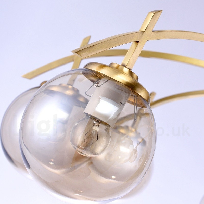 Lustre de pingente de latão luxuoso retrô rústico de 8 luzes com cúpula de vidro