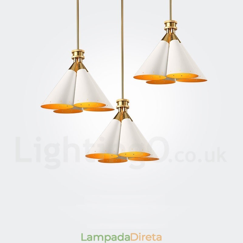 4 Luz Retro Rústico Luxo Liga de Alumínio Pendente Lâmpada Lustre com Liga de Alumínio Sombra