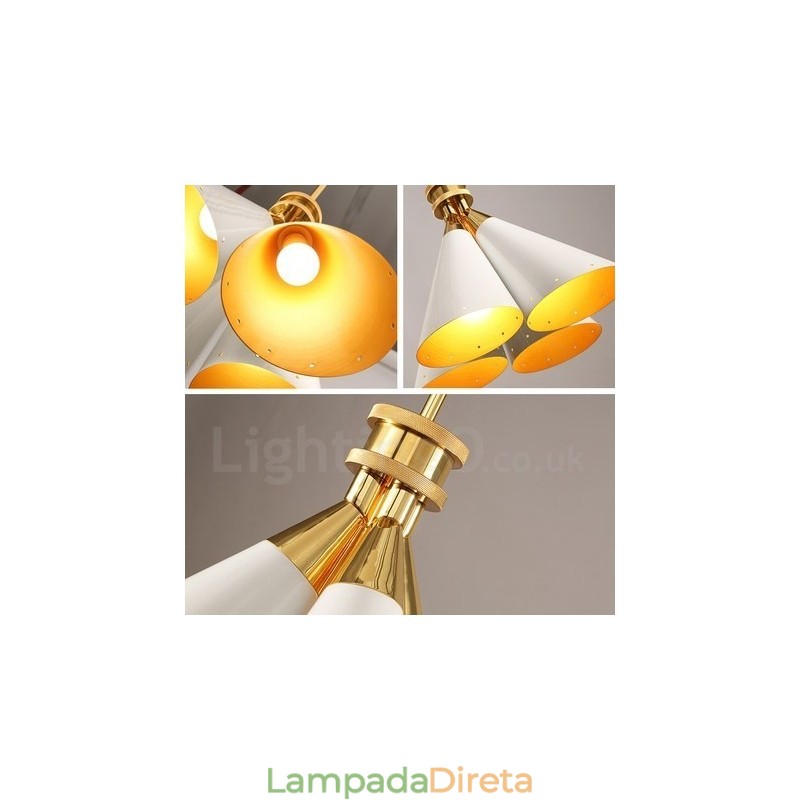 4 Luz Retro Rústico Luxo Liga de Alumínio Pendente Lâmpada Lustre com Liga de Alumínio Sombra