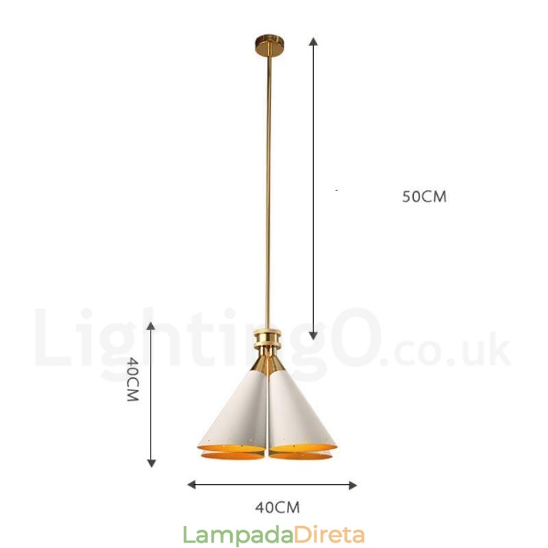 4 Luz Retro Rústico Luxo Liga de Alumínio Pendente Lâmpada Lustre com Liga de Alumínio Sombra