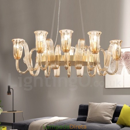 8 Luz Retro Rústico Luxo Liga de Alumínio Pendente Lâmpada Lustre com Sombra de Vidro 8 Luz Retro Rústico Luxo Liga de Alumínio Pendente Lâmpada Lustre com Sombra de Vidro