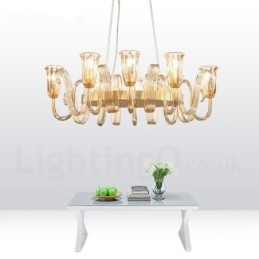 8 Luz Retro Rústico Luxo Liga de Alumínio Pendente Lâmpada Lustre com Sombra de Vidro