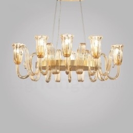 8 Luz Retro Rústico Luxo Liga de Alumínio Pendente Lâmpada Lustre com Sombra de Vidro
