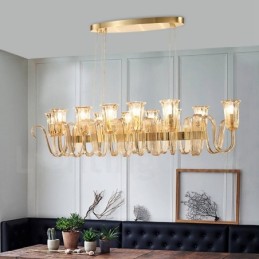 12 Luz Retro Rústico Luxo Liga de Alumínio Pendente Lâmpada Lustre com Sombra de Vidro
