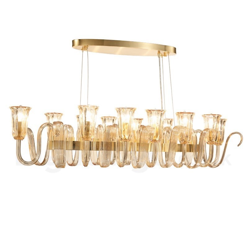 12 Luz Retro Rústico Luxo Liga de Alumínio Pendente Lâmpada Lustre com Sombra de Vidro