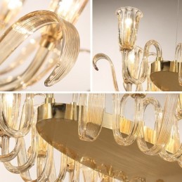 12 Luz Retro Rústico Luxo Liga de Alumínio Pendente Lâmpada Lustre com Sombra de Vidro