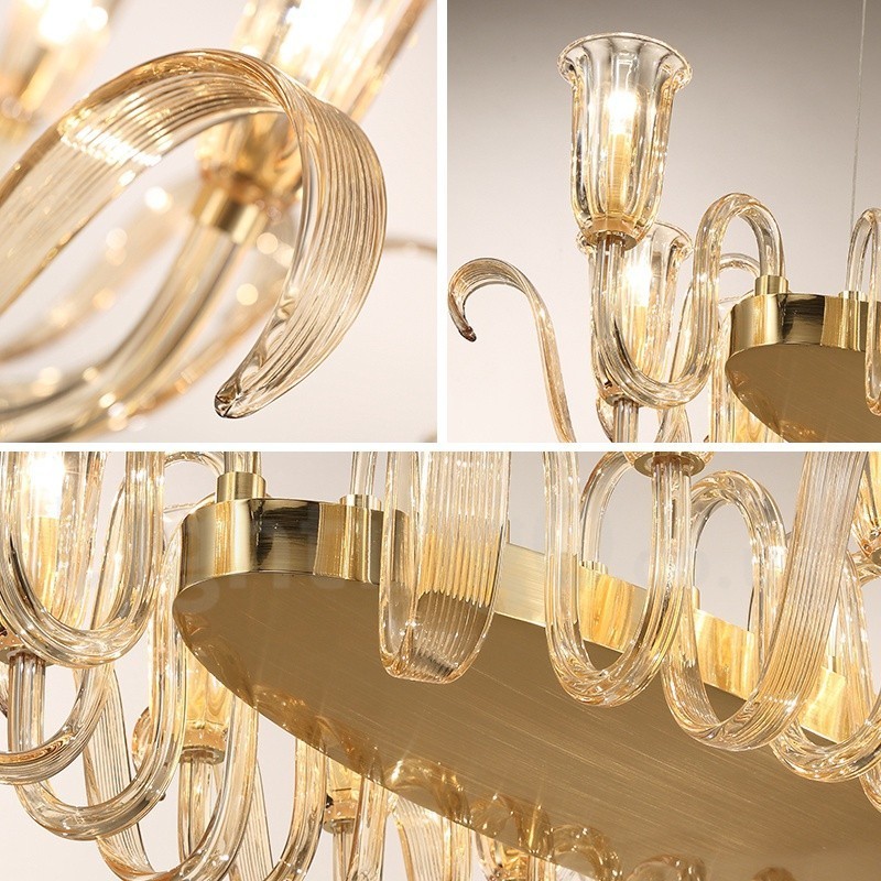 12 Luz Retro Rústico Luxo Liga de Alumínio Pendente Lâmpada Lustre com Sombra de Vidro