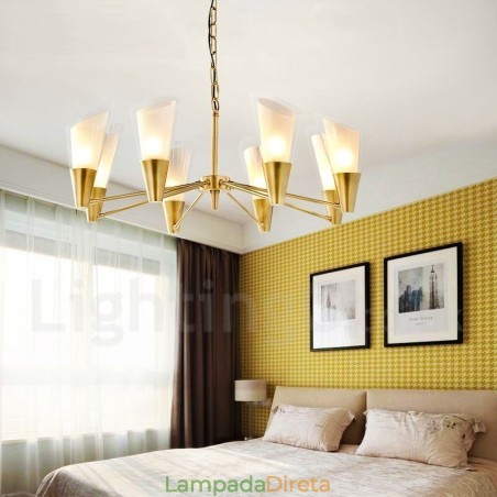 8 Luz Retro Rústico Luxo Latão Pendente Lâmpada Lustre com Sombra de Vidro 8 Luz Retro Rústico Luxo Latão Pendente Lâmpada Lustre com Sombra de Vidro