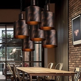 Lustre rústico Lodge Drum Metal Pendant Light