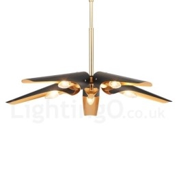 5 Luz Retro Rústico Luxo Liga de Alumínio Pendente Lâmpada Lustre com Liga de Alumínio Sombra
