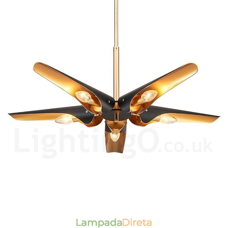 5 Luz Retro Rústico Luxo Liga de Alumínio Pendente Lâmpada Lustre com Liga de Alumínio Sombra