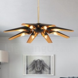 8 Luzes Retro Rústico Luxo Liga de Alumínio Pendente Lâmpada Lustre com Liga de Alumínio Sombra
