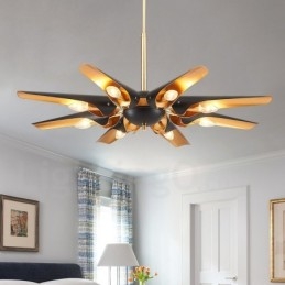 8 Luzes Retro Rústico Luxo Liga de Alumínio Pendente Lâmpada Lustre com Liga de Alumínio Sombra