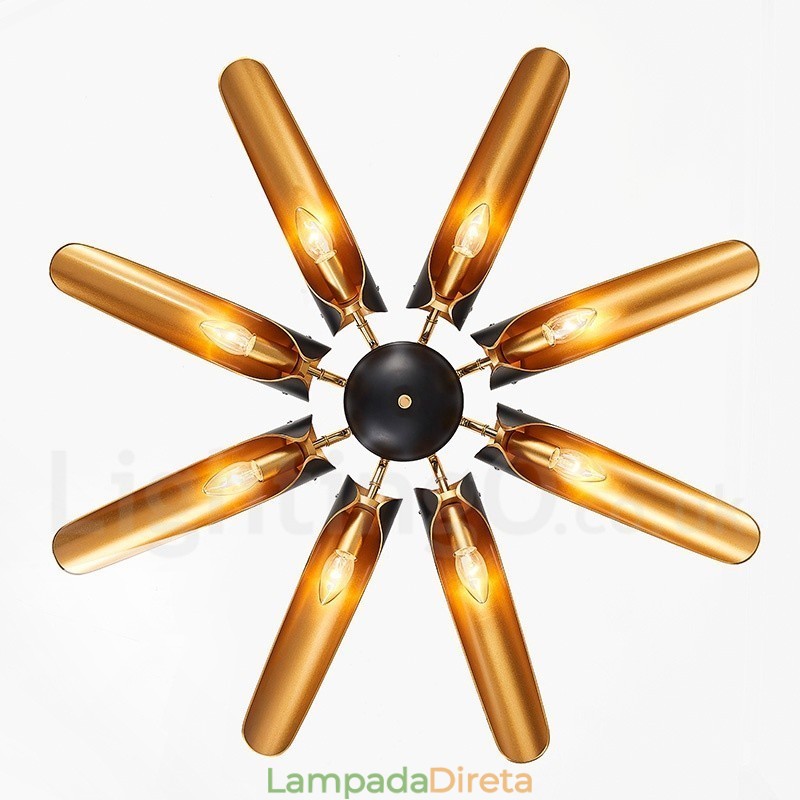 8 Luzes Retro Rústico Luxo Liga de Alumínio Pendente Lâmpada Lustre com Liga de Alumínio Sombra