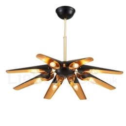 8 Luzes Retro Rústico Luxo Liga de Alumínio Pendente Lâmpada Lustre com Liga de Alumínio Sombra