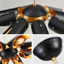 8 Luzes Retro Rústico Luxo Liga de Alumínio Pendente Lâmpada Lustre com Liga de Alumínio Sombra