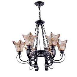 Lustre 6 Luzes Vidro Tradicional Clássico Vintage