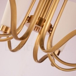 Lustre de pingente de latão luxuoso retrô rústico de 8 luzes com cúpula de vidro