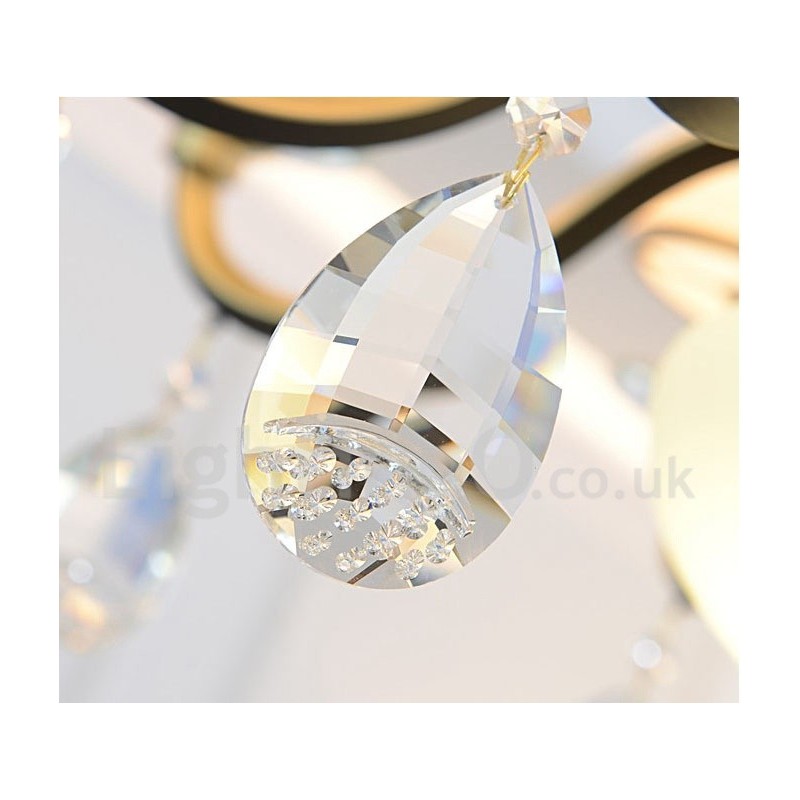 Lustre de cristal de luxo retrô rústico de 3 luzes com cúpula de vidro