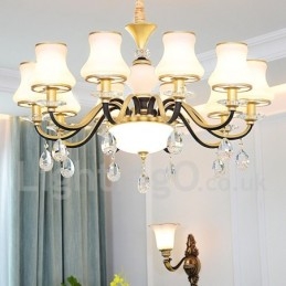 Lustre de cristal de luxo retrô rústico com cúpula de vidro